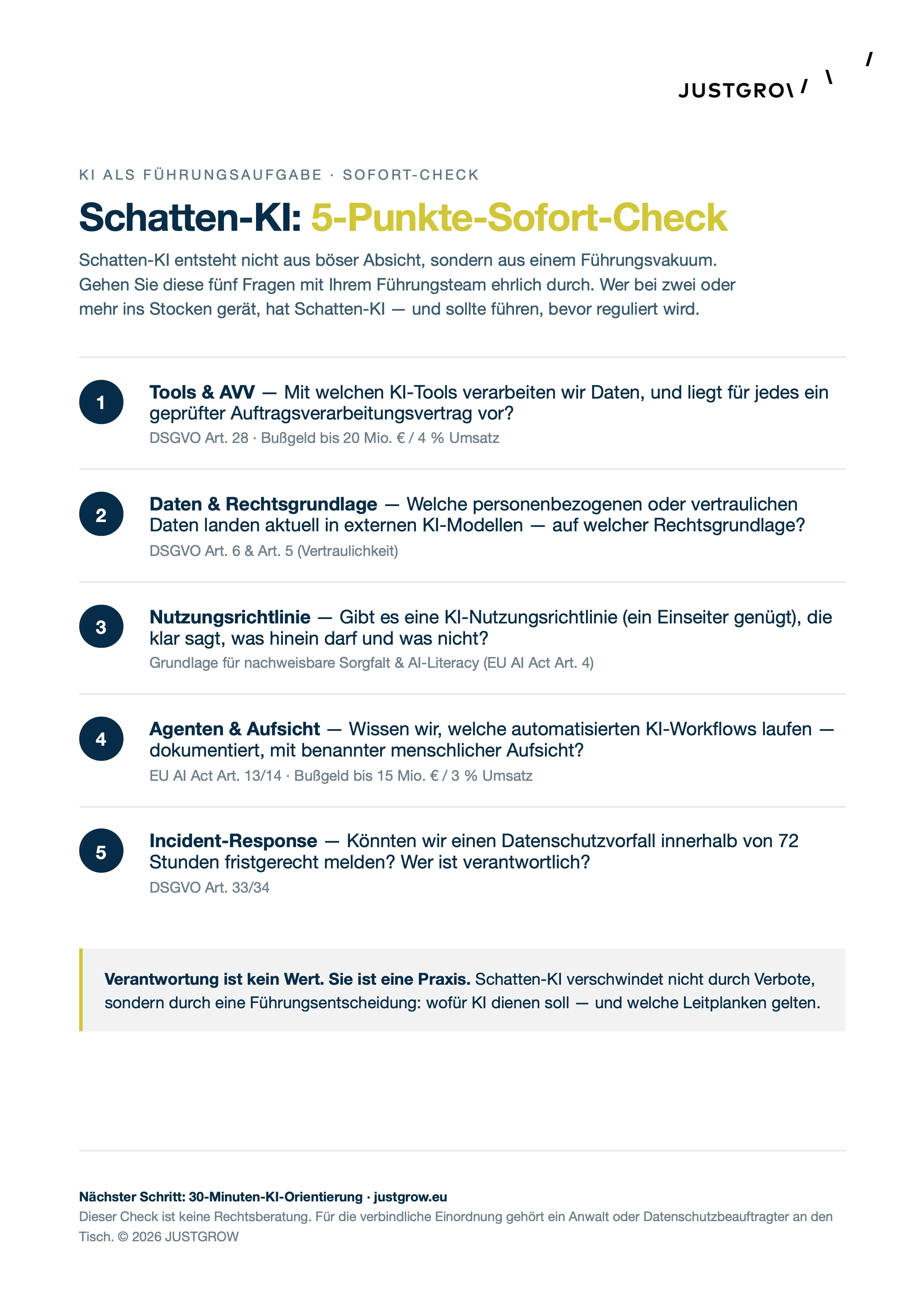JUSTGROW 5-Punkte-Check zu Schatten-KI