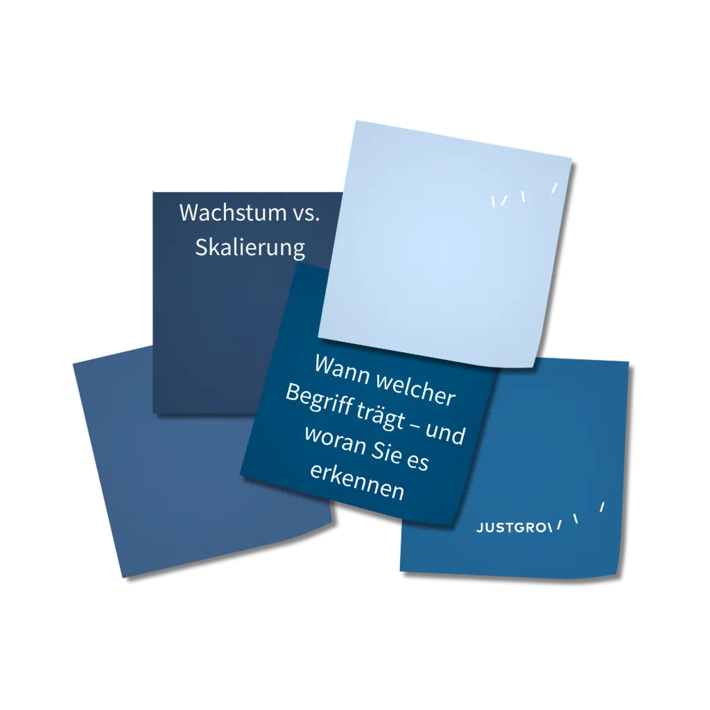 Grafik: Wachstum vs. Skalierung — zwei Phasen einer Organisation
